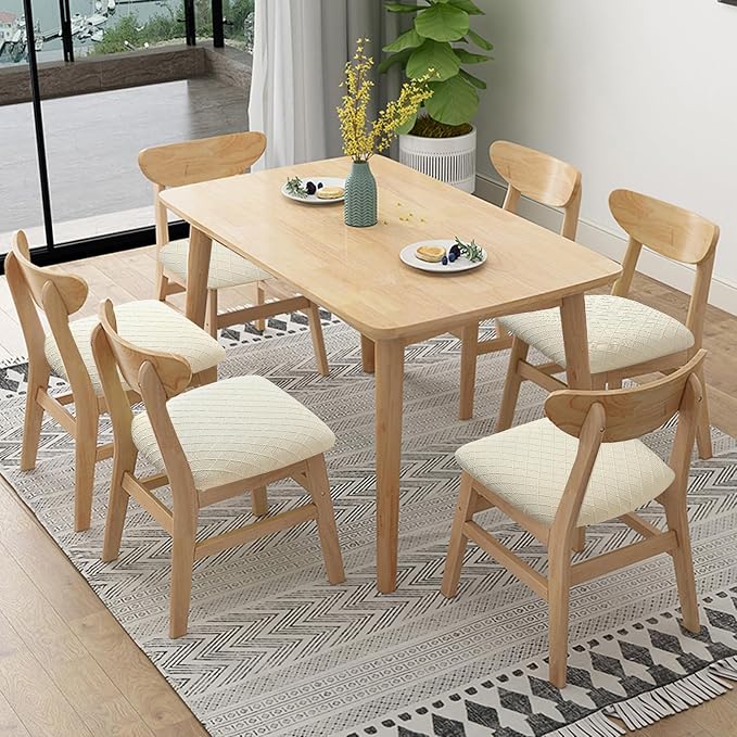 Fuloon Stretch Chair Seat Covers 2 PCS, Removable Washable Dining Chair Covers Anti-Dust Dining Room Seat Cushion Slipcovers (2, Beige)