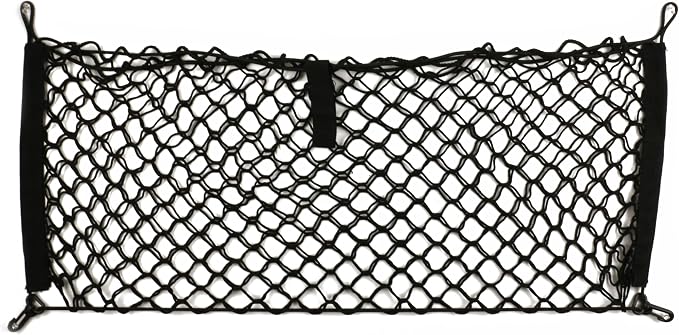 Armor All Cargo Net Organizer, 12” x 31” Inch Expandable up to 47” Inches, Super-Durable Nylon Material, Attaches to Headrest Post, Stretchable Net Car Trunk Organizer with Mesh Pocket, Universal Fit