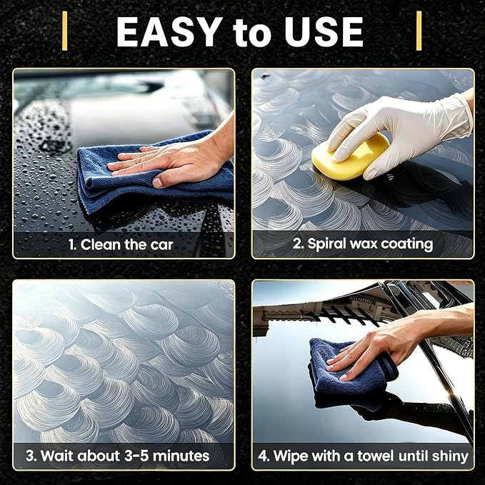 Black Gold Car Wax with Pad Solid Auto Carnauba Cars Polish Cleaner Waxing | for Gloss Shine, Paint Ceramics Coating Repair Scratch & UV Protection for Black Cars 210g with Free Waxing Sponge, 7.41oz