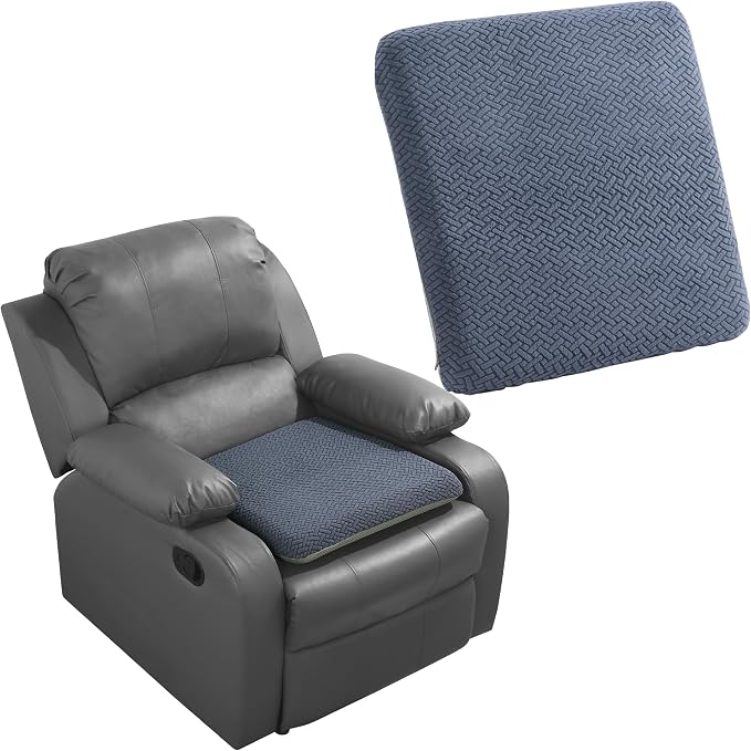 HOMBYS Tufted Furry Recliner Seat Cushion for Elderly Foam Curved Edge Large Square Seat Cushion for Recliner Chair, Floor Pillow, Office Chair, Car, No Pressure on Thighs(Grey, 20 * 18 * 3in)