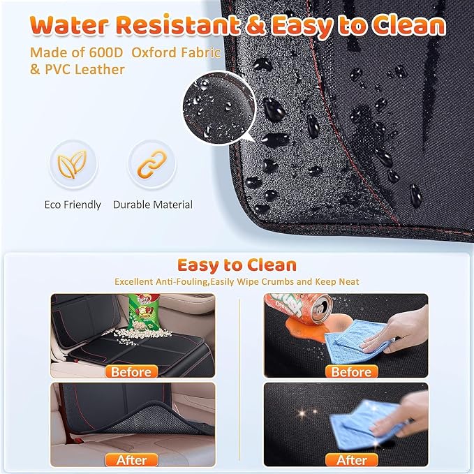 Gimars XL Thickened Car Seat Pad, Pack of 2, [ISOFIX Suitable], Universal Waterproof 600D Oxford Car Seat Protector with Mesh Pockets, Universal for SUVs, Cars and Trucks, Black