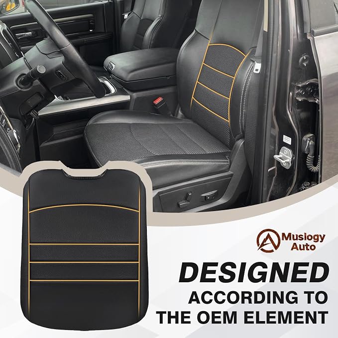 Muslogy Center Console Armrest Cover Fit for Dodge Ram1500/2500/3500 2013-2018 Accessories, Comfort Armrest Pad Console Lid Cushion Vegan Leather Regular Thick(Bucket Seat ONLY)