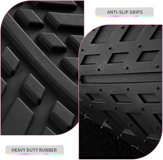 PIC AUTO Car Floor Mats, Pink Aluminum-Molded with Full-Circle Iridescent Inlay Strip Car Mats, Universal-Fit Rubber Mats for Cars, Trucks & SUVs, All-Weather, Non-Slip, Easy-to-Clean Interior Mats