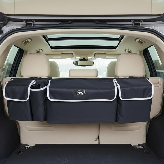 Hanging Trunk Organizer for SUV | Hanging Trunk Organizer, Waterproof, 4 Pocket Backseat Storage Solution, Easy Install, Durable and Versatile