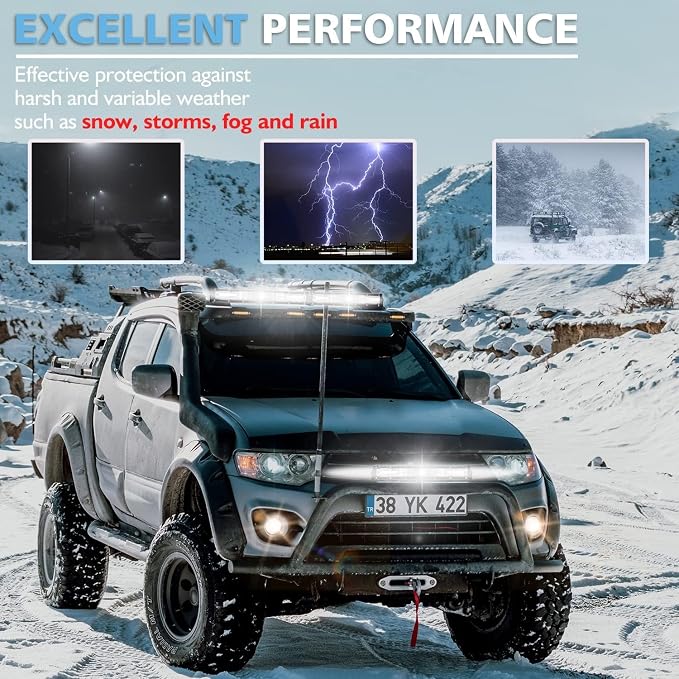 LED Lights Bars Kits (2) 20 Inch 180W (4) 4Inch 72W 12V 24V Truck Bumper Slim Work Off Road Driving Flood Spot Lights Pods 10000lumen 6500K for ATV Tractor Pickup Golf Cart RV with (2) Wiring Harness
