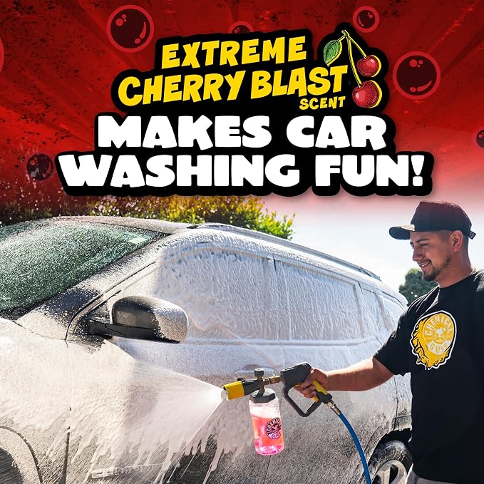 Chemical Guys Maxi Suds II Cherry Scent Car Wash Soap and Chenille Microfiber Wash Mitt Bundle, High Foam Shampoo for Foam Cannons, Guns, and Buckets, Safe for All Paint - 16 Fl Oz