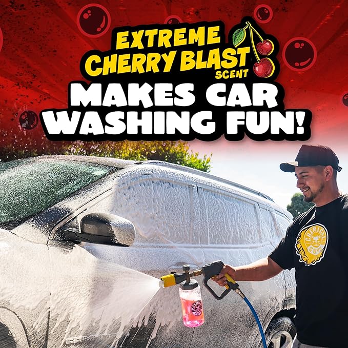 Chemical Guys Maxi Suds II Cherry Scent Car Wash Soap and Chenille Microfiber Wash Mitt Bundle, High Foam Shampoo for Foam Cannons, Guns, and Buckets, Safe for All Paint - 64 Fl Oz