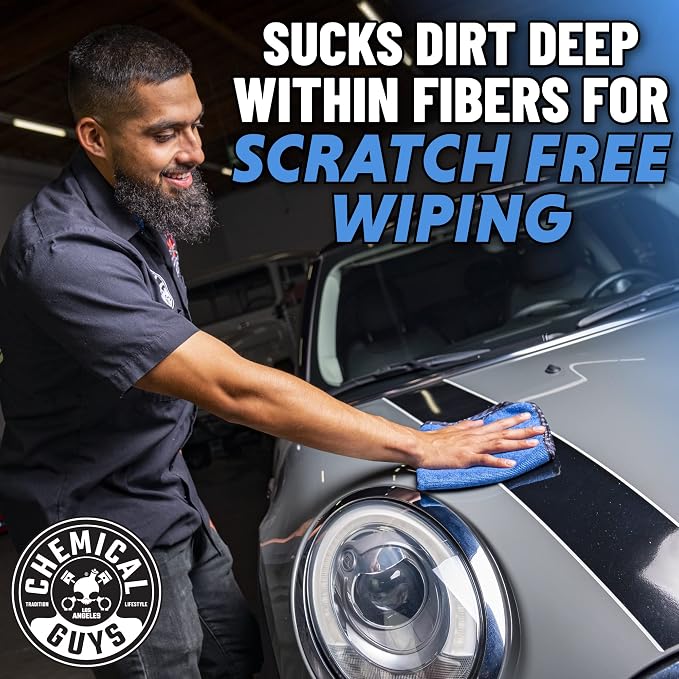 Chemical Guys Professional Grade Premium Microfiber Towels for Cars,Blue,16" x 16",Ultra-Soft and Scratch-Free Car Detailing Cloths for Trucks,Motorcycles,and More,(Pack of 6)
