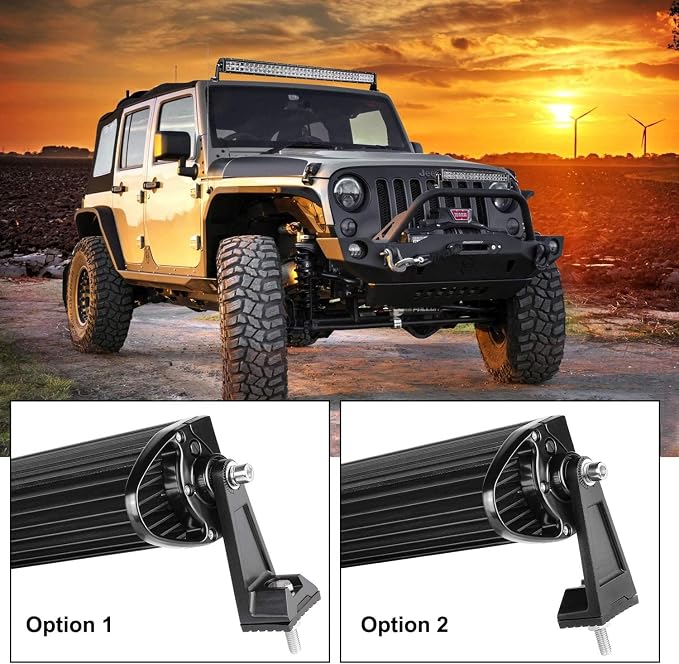 Side Brackets, AKD Part Light Bar Mounting Brackets Kit Universal Side Mount Offroad Truck LED Bar Mounts 2 Pack