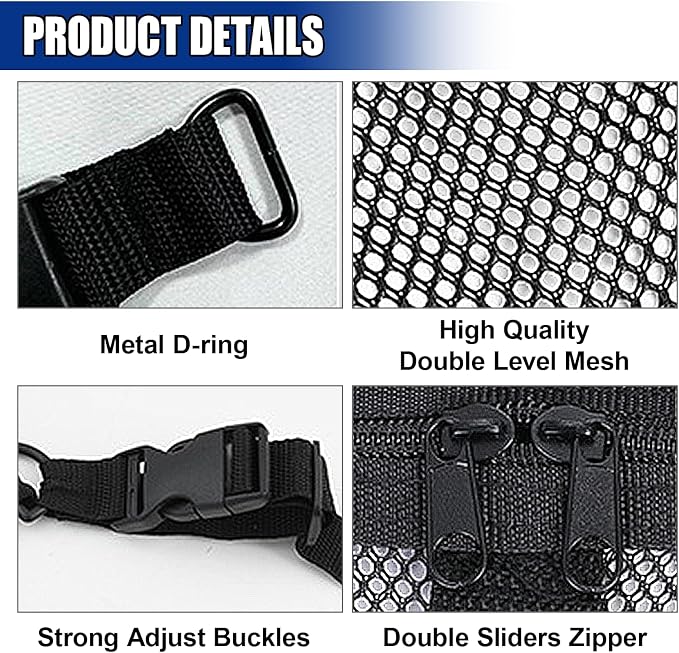 Car Ceiling Cargo Net Pocket, 35"×26"Double-Layer Roof Storage Net | Car Camping Essentials Mesh Organizer with Adjustable Buckles, Universal Long Road Trip Auto Accessory for Sedan, Truck, SUV