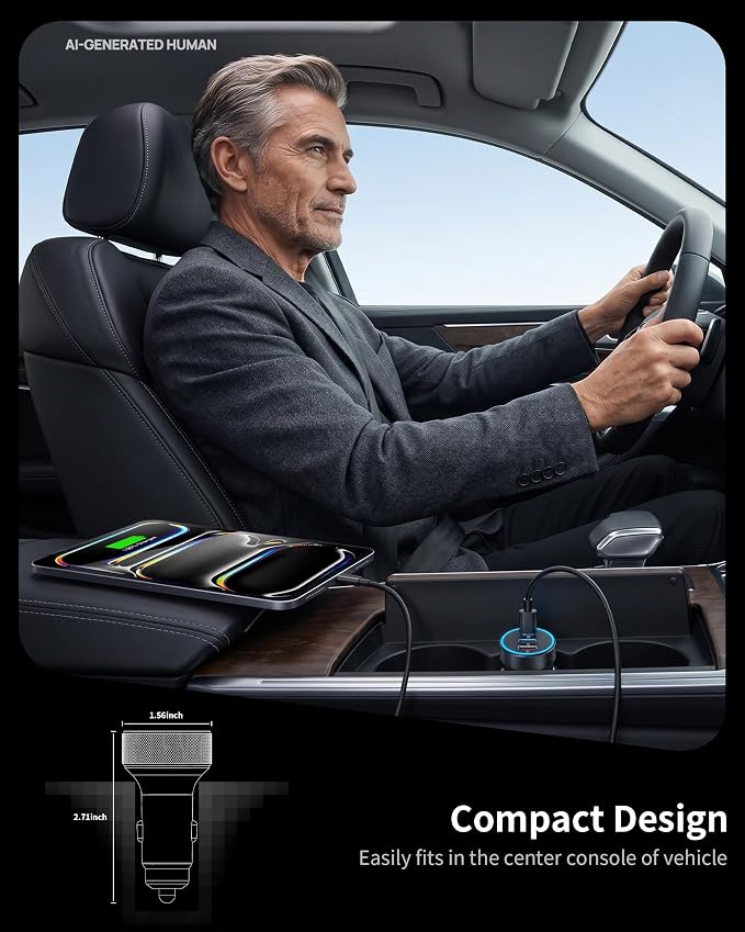 Car Charger USB C, 4-Port 90W Super Fast Charging Car Phone Charger Accessories Dual USB-C & USB-A Cargador Carro Cigarette Lighter Adapter for iPhone 17 16 15 14 13 12, iPad, Galaxy, Tablet, Android