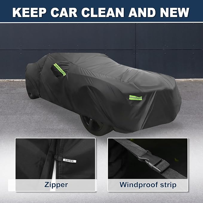 ACROPIX Car Cover Waterproof All Weather Full Exterior Cover Rain Hail Sun Protector Car Cover Black Fit for Chevrolet Camaro 2010-2022 with Door Zipper - Pack of 1