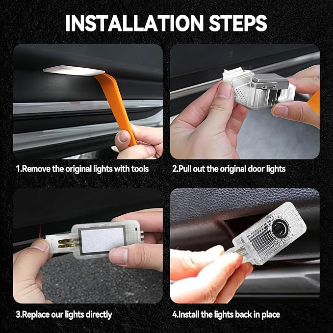 4 Pack Car Led Door Light Logo Projector Compatible with RLX/MDX/ZDX/TLX/TL/RDX Series, HD Welcome Lights Never Fade Door Light LED Puddle Light (White)