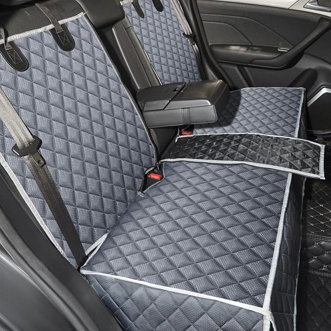 ANOSOSPECIAL Grey Dog Car Seat Cover for Back Seat X-Large,Non-Stick Fur,Pet-Friendly and Waterproof - Universal Fit Interior Protector for Auto, Van, SUV - Ideal for Kids and Pets (X-Large)