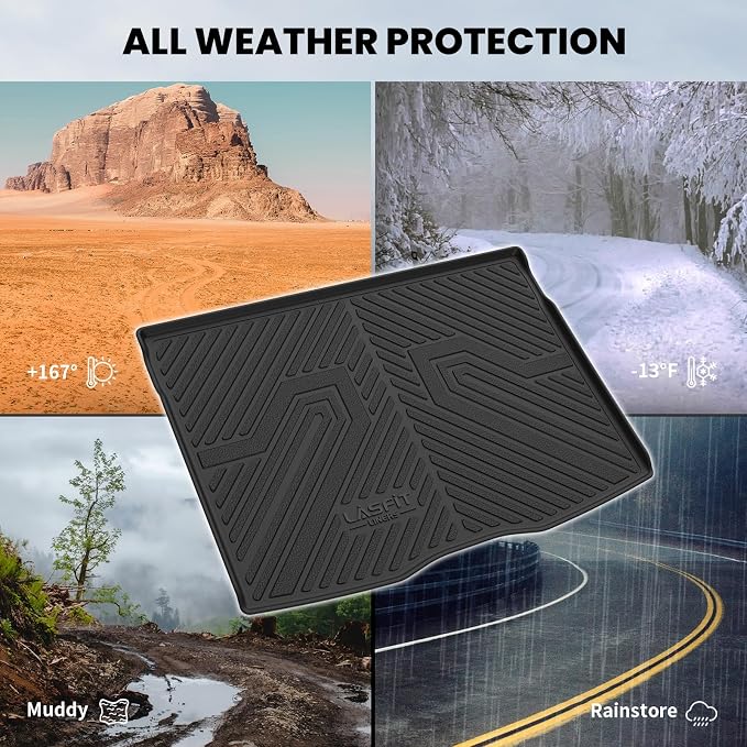 LASFIT Trunk Mat for Jeep Renegade 2015-2023, All Weather TPE Custom Fit Accessories Cargo Mat Liner Trunk Liner, Black
