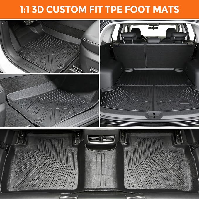 Floor Mats for Nissan Maxima 2016-2023 | Heavy Duty TPE All Weather Protection, Waterproof Non-Slip Black Car Liners (Two-Row Floor Mats & Cargo Liner)