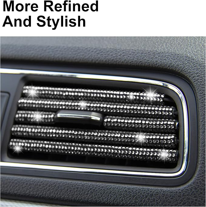 LivTee Bling Car Air Vent Outlet Moulding Trim, 10PCS Car Air Conditioner Decoration Strip, Bling Rhinestone Diamond Car Interior Accessories for Women and Teens, White