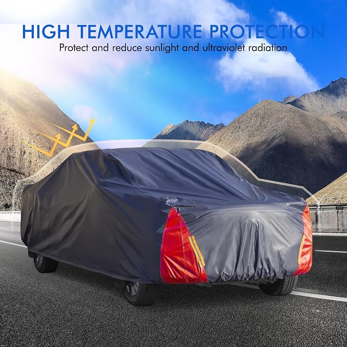 Truck Cover Waterproof All Weather for Automobiles, 6 Layers Outdoor Full Exterior Cover Rain Sun UV Snowproof Protection (Length Up to 250 inch)