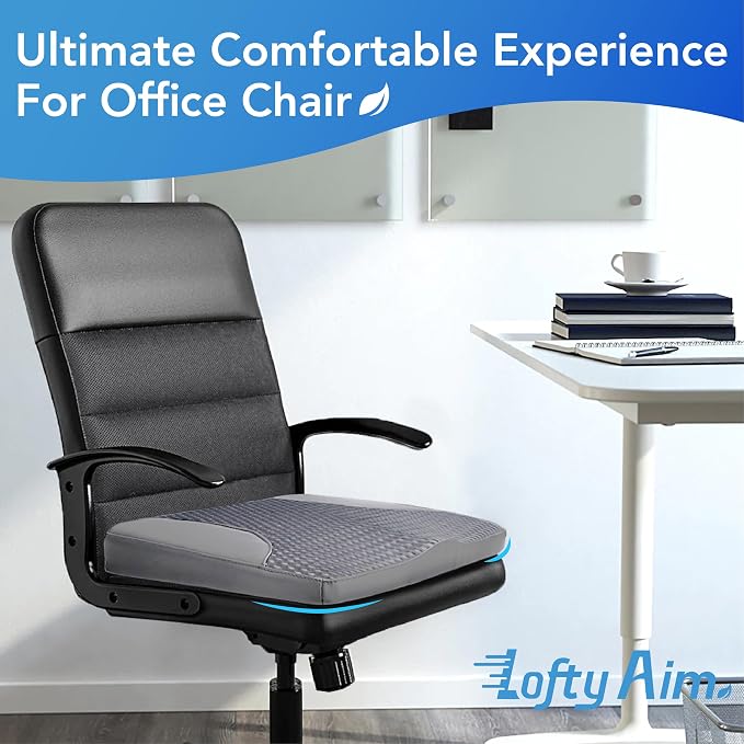 Lofty Aim Car Seat Cushion, Car Seat Pillow, Automotive Cushion | Memory Foam Car Seat Cushion for Long Driving, Butt Pillow for Pain Relief, Driver Seat Cushion for Car, Office, Dark Gray