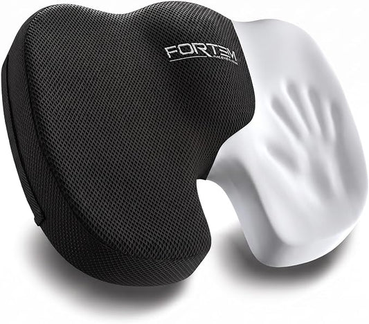 FORTEM Seat Cushion, Office Chair Cushion, Memory Foam Car Seat Cushions, Sciatica Coccyx Tailbone Pain Relief, Chair Cushions for Back Support, Sitting Pad for Gaming, Washable Cover, Non Slip