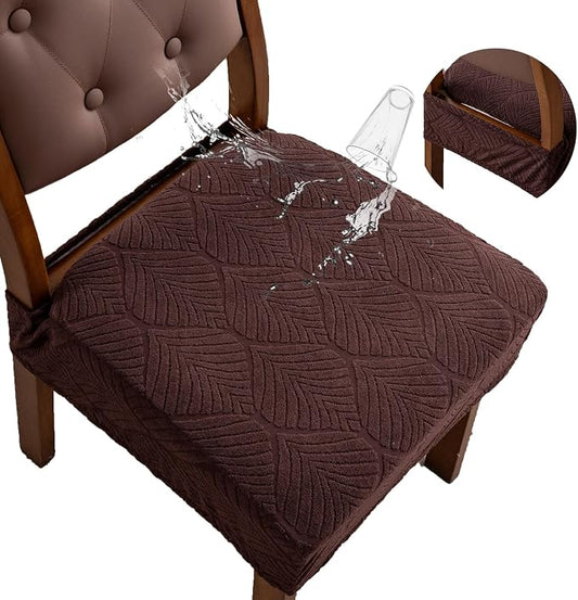 Removable and Washable Seat Covers for Dining Room Chairs Set of 4 - Waterproof Stretch Chair Seat Slipcovers, No Back Covers