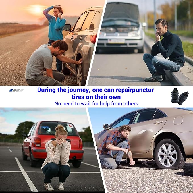 82 PCS Tire Repair Rubber Nail Kit with Sealant Glue & Screwdriver, Premium Spiral Screw-in Tire Plugs with 2 Sizes - Emergency Roadside Flat Tire Fix for Car Truck Motorcycle ATV SUV