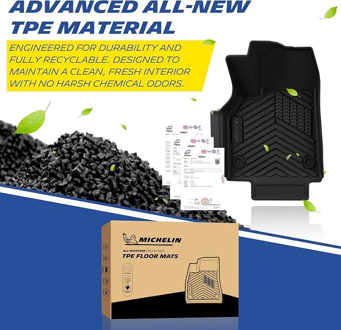 Michelin Vehicle Mat, All-Weather TPE Custom Fit Liner for Tesla Model Y 5 Seat Floor Mats 2025-2027 (10 Piece), Premier