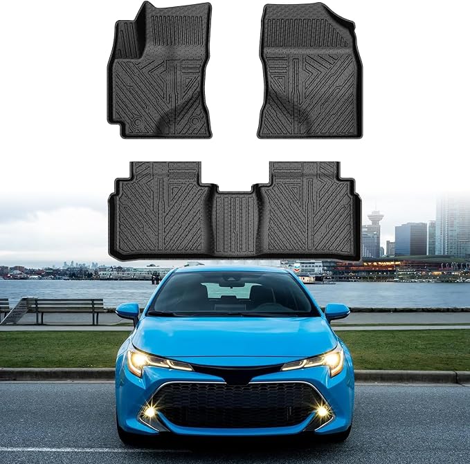 Mixsuper Corolla Floor mats-Floor mat for Toyota Corolla 2014-2019(NO FIT Corolla im & Hatchback),All Weather TPE Rubber Floor Liners Protection for Corolla Accessories,2 Row Anti-Slip Car Mats, Black