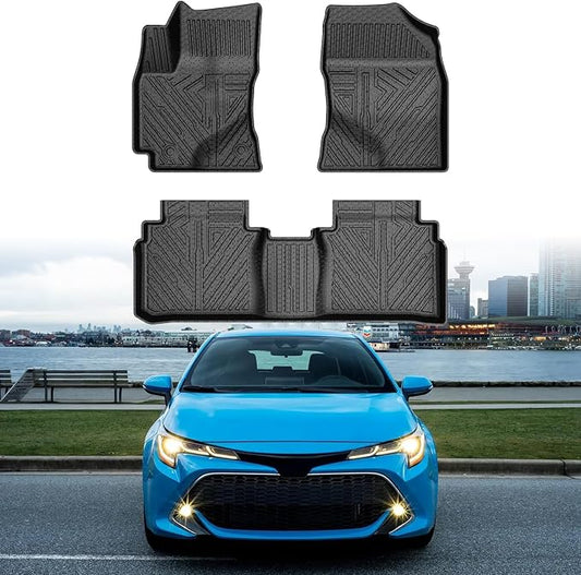 Mixsuper Corolla Floor mats-Floor mat for Toyota Corolla 2014-2019(NO FIT Corolla im & Hatchback),All Weather TPE Rubber Floor Liners Protection for Corolla Accessories,2 Row Anti-Slip Car Mats, Black
