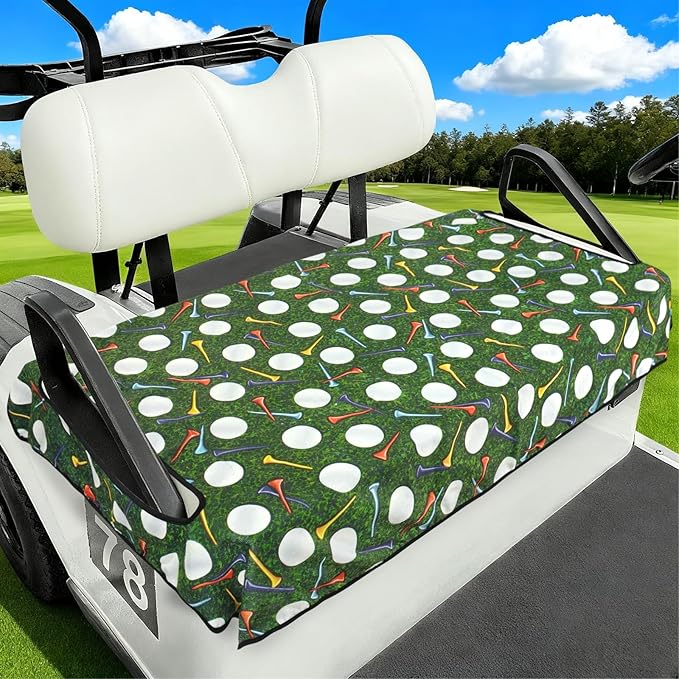 Golf Cart Seat Covers Club Car Golf Cart Accessories for Men Women Golf Carts Seat Towel Blanket 2-Seat Golf Cart Decorations
