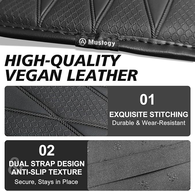 Muslogy Center Console Armrest Cover Fit for Most Vehicle SUV Sedan Universal Accessories, Comfort Armrest Pad Console Lid Cushion Vegan Leather Regular Thick (w/Side Pockets)