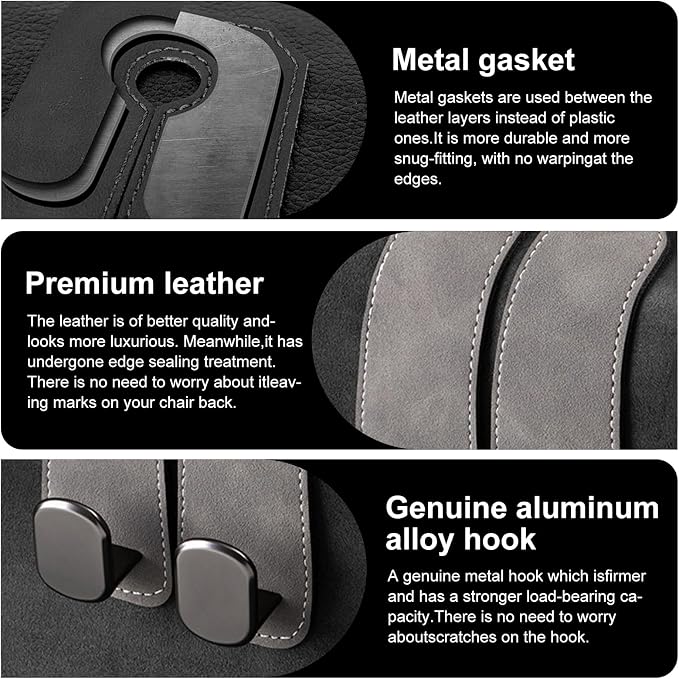 Car Purse Hook Purse Hook for Car Seats Headrest Car Seat Hooks,Heavy Duty Vehicle Organizer for Handbags, Groceries, Purses, Keep Car Tidy (Gray, 4 Pack)