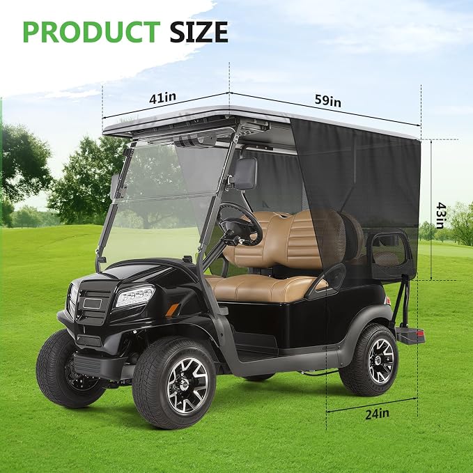 600D Golf Cart Sunshade for Club Car DS, Mesh Sun Enclosure for UV Protection, Heat & Wind Blocker, Cool Mesh
