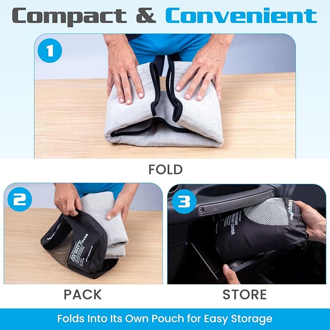 HAPPEGEAR Happeseat Waterproof Car Seat Cover & Protector, Silver | Universal Fit, Car Seat Towel Cover, Non-Slip Backing, Machine Washable, Fits Front & Back, Easy Install & Storage