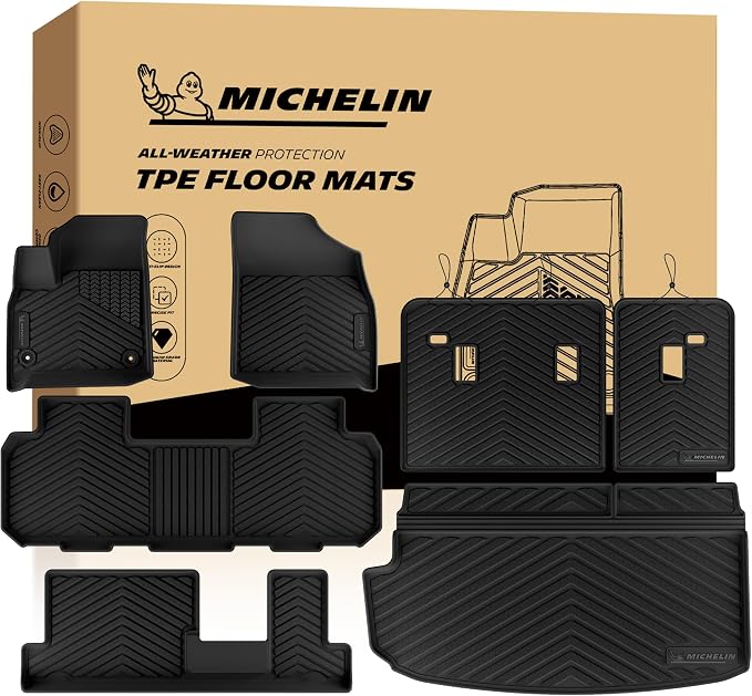 Michelin Vehicle Mats for 2018-2023 Chevrolet Traverse 8 Seats Bench Seats | All-Weather TPE Custom Fit Liner, Premier
