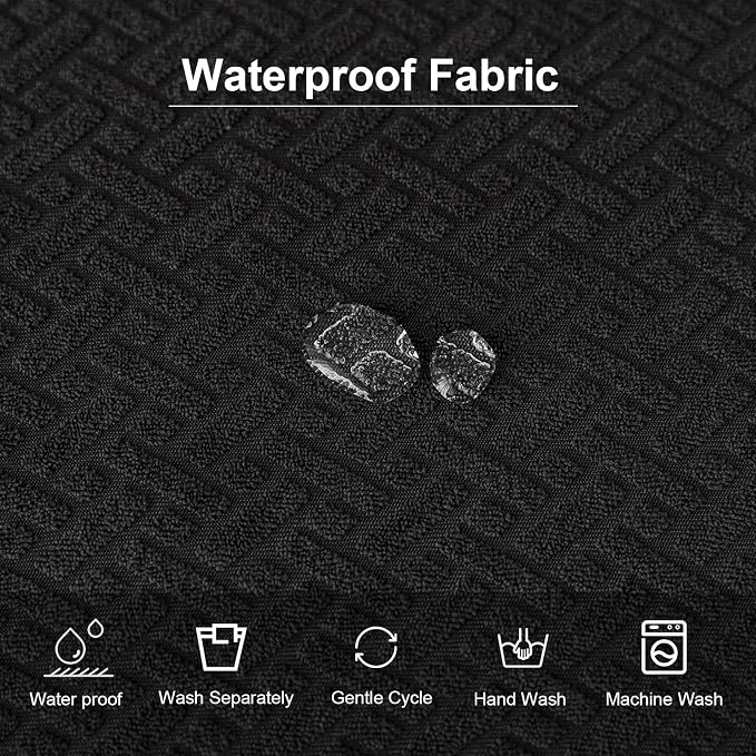Genina Waterproof Seat Covers for Dining Room Chairs Covers Dining Chair seat Covers Kitchen Chair Covers slipcovers (Black, 6 Pcs)