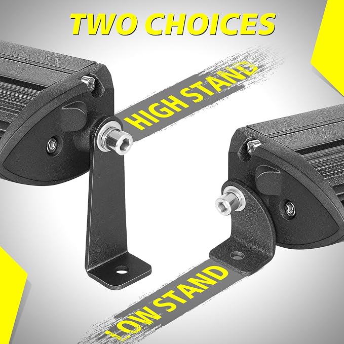 Light Bar Mounting Brackets 2 Packs Universal Side-Mounted Brackets for Straight or Curved Single-Row LED Light Bar Up to 52 Inch