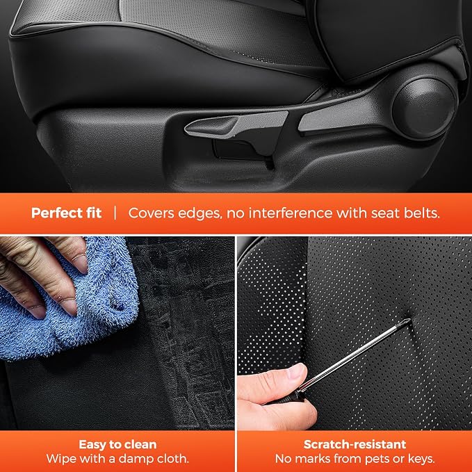 DiffCar® Seat Covers for Toyota Tacoma 2026 2025 2024 Double Cab(Gas Only), Front Seat & Console Covers Only, Faux Nappa Leather Custom Fit Car Protectors Accessories for Tacoma 4th Gen, Black Camo