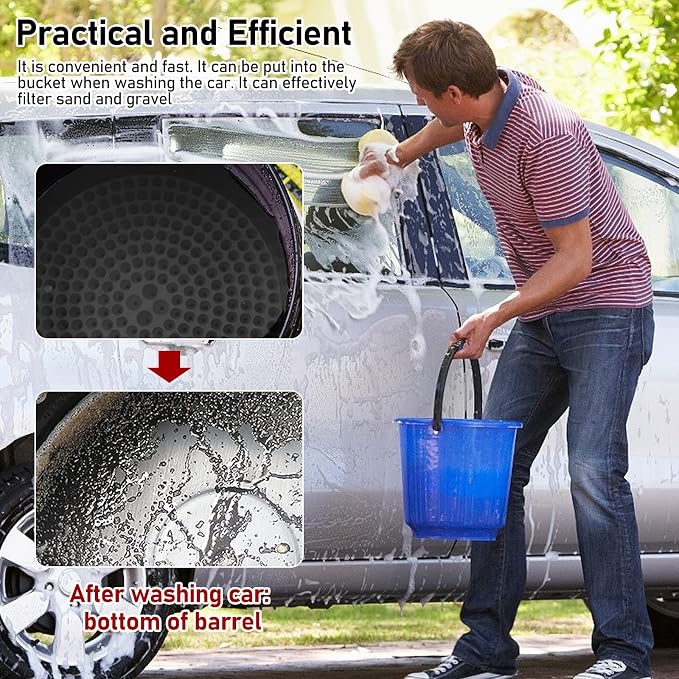 Car Wash Bucket Dolly, 5 Gallon Bucket Grit Trap, Removable Rolling Bucket Dolly with Side Organizer for Storing Spray Bottles and Detailing Kits, Suitable for Workshop Car Washing