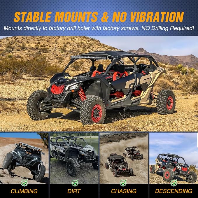 Nilight Light Bar Mounting Brackets for 42 Inch LED Straight Curved Lights UTV Roof Upper Windshield Compatible with Can-am Maverick X3 MAX DS RS MR Turbo R 2017 2018 2019 2020 2021 2022 2023 2024