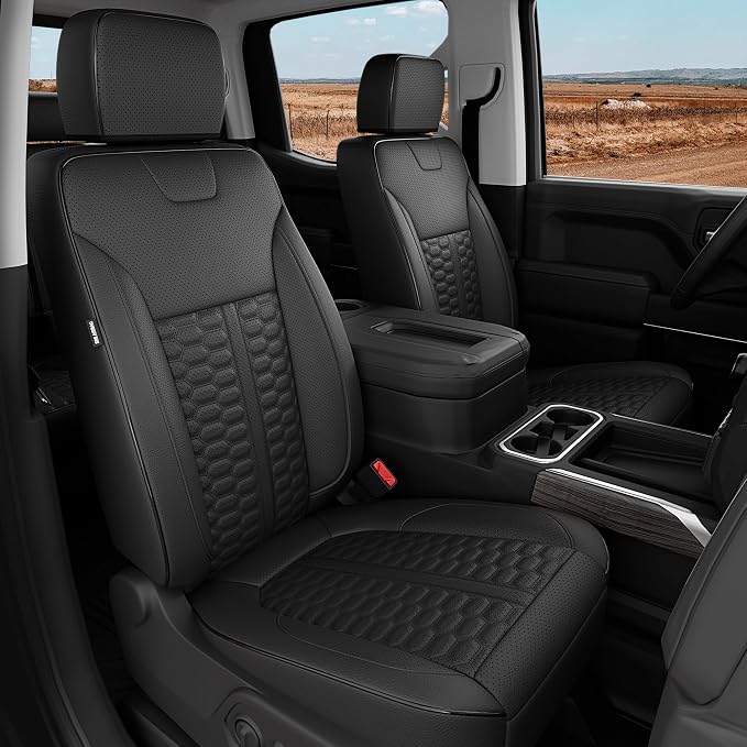 Custom Seat Covers for 2019-2026 Silverado/Sierra 1500 Crew Cab | Fits 2500/3500HD 2020-2026, Jump Seat Cover(armrest storage only), Faux leather, Waterproof, Scratch-resistant, Easy-clean