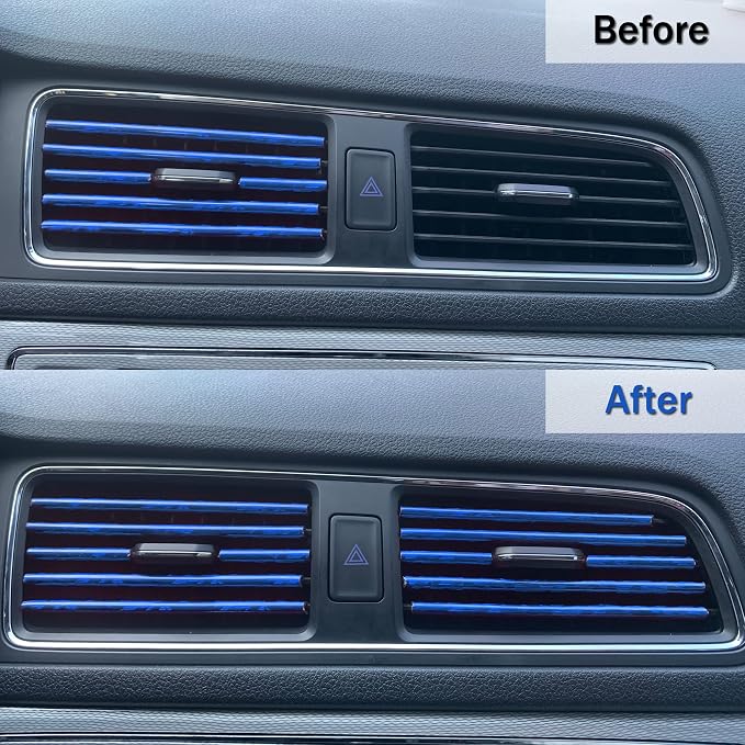 LivTee 20 Pieces Car Air Conditioner Decoration Strip for Vent Outlet, Universal Waterproof Bendable Air Vent Outlet Trim Decoration, Car Interior Accessories (Shiny Blue)