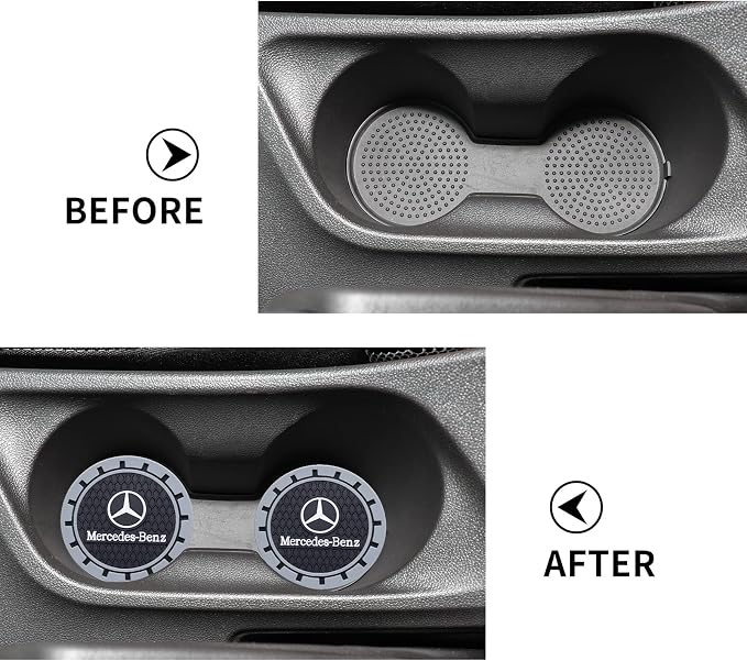 Car Cup Coaster, 2PCS Universal Non-Slip Cup Holders, Compatible with Mercedes Benz Series Car Cup Holder Coasters，Car Drink Coaster Holder Accessory, Black