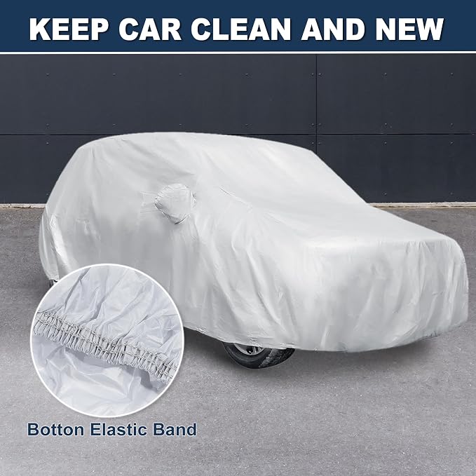 ACROPIX 180T Gray Car Cover Waterproof All Weather Full Exterior Cover Rain Hail Sun Protector Car Cover Fit for SUV Length 185-189 Inch - Pack of 1