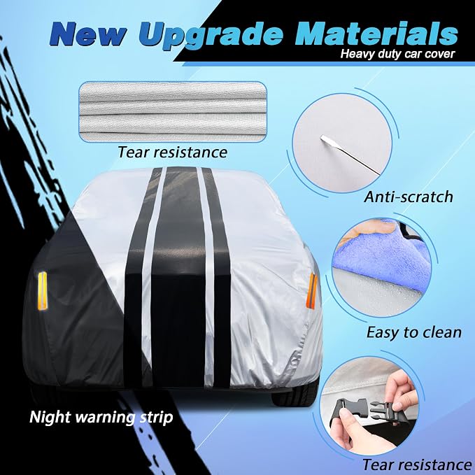 Heavy Duty Truck Cover Waterproof All Weather. Full Outdoor Pickup Sun UV Protection for Most Regular Cab Short Ford F100 Chevy C10 S10 Ram 150 250. (Length Up to 210 inch) M