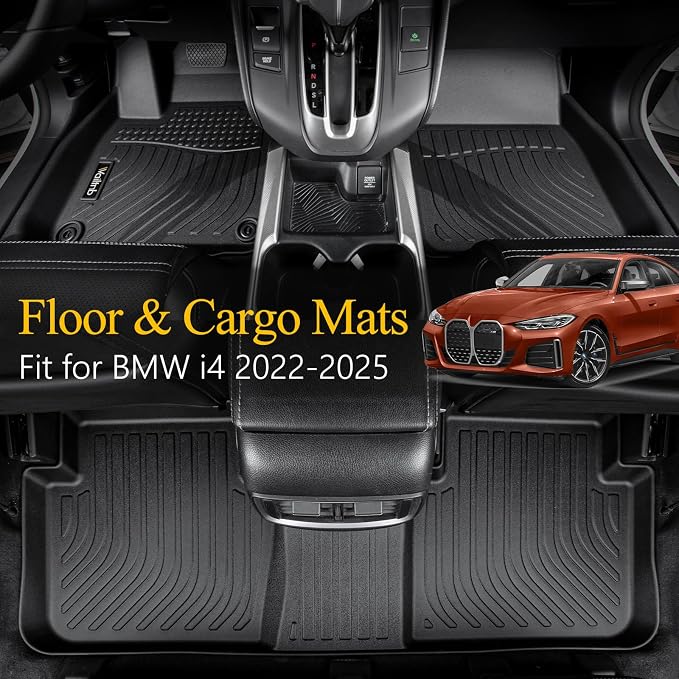 Wailtnb-All Weather Floor Mats for BMW i4 2022-2025 2026 Liners for 2022 2023 2024 2025 eDrive35 | eDrive40 | xDrive40 | M50 Custom Fit BMW i4 2022-2025 Waterproof Durable Easy to Clean Accessories