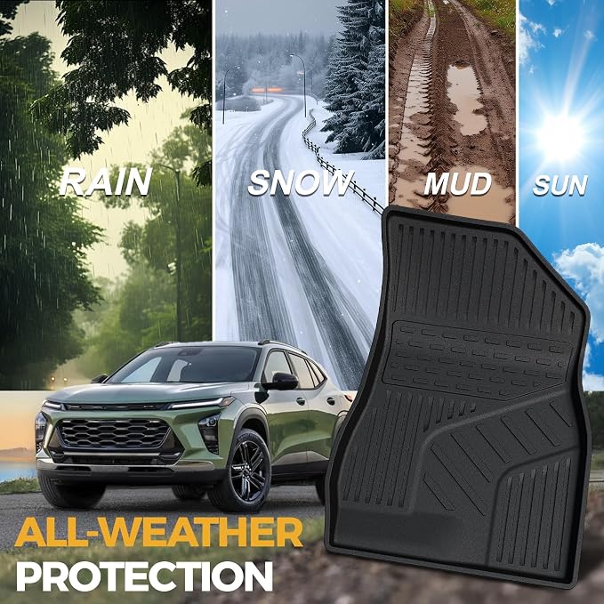 Floor Mats for Chevy Trax/Buick Envista 2024-2026, All Weather Floor Mats Trunk Cargo Liner with Backrest Protectors and Door Sill Guards Accessories, Full Coverage Set