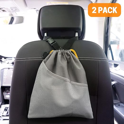 GNEGNI 2PCS Hanging Car Garbage Can - Waterproof Leakproof Trash Bag | Car Trash Can with Durable Leakproof Lining, Keeps Vehicle Clean and Neat