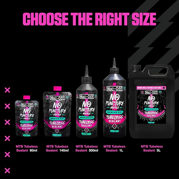 Muc-Off No Puncture Hassle Tubeless Sealant - Advanced Bicycle Tyre Sealant with UV Tracer Dye That Seals Tears and Holes Up to 6mm