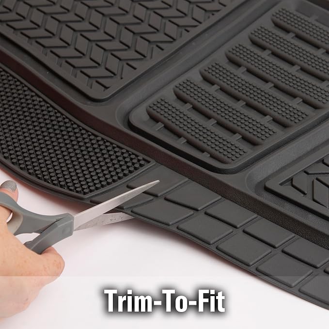 Dickies 2-Piece DuraSport Deep-Tray Floor Mats, Heavy-Duty Mats for Cars, Trucks, SUVs — Black